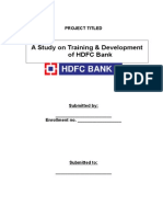 A Study On Training & Development of HDFC Bank: Project Titled