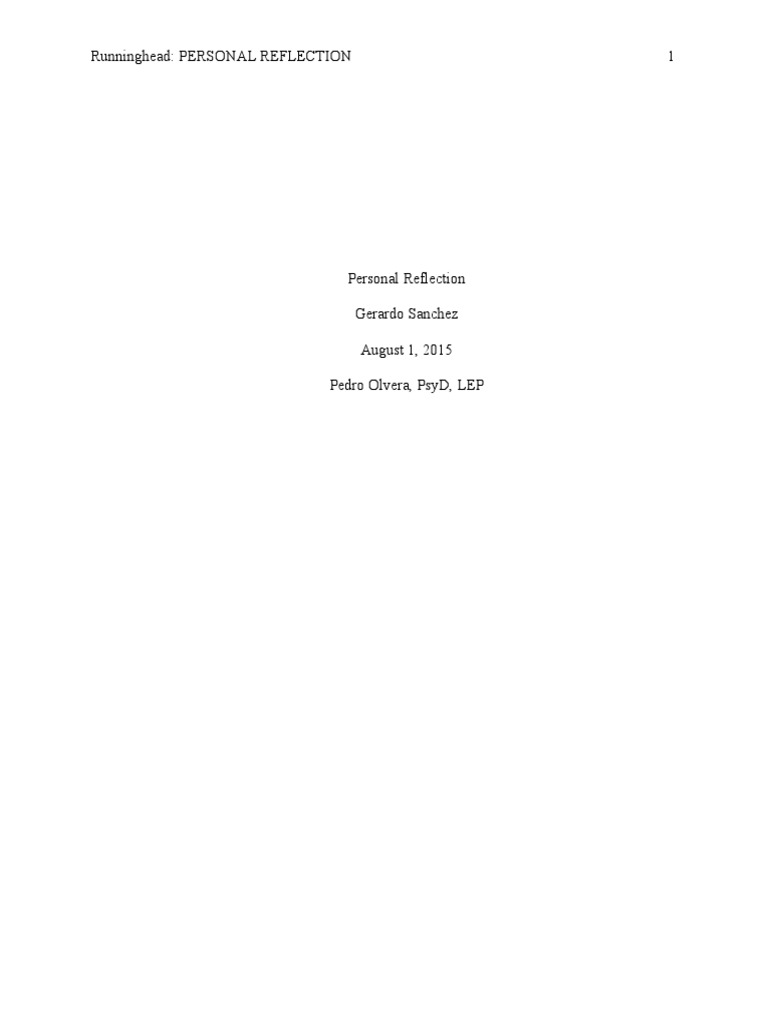 Personal Reflection | PDF | School Psychology | School Counselor
