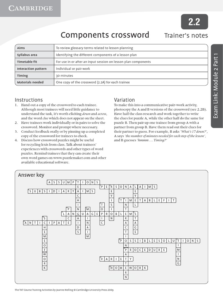 2.2 Components Crossword PDF