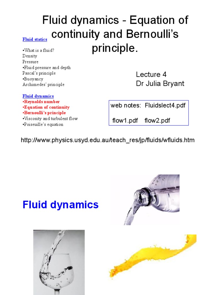 Fluids Lect 4 PDF Fluid Dynamics Reynolds Number