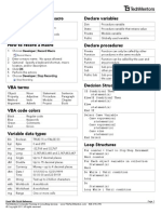 Excel VB A Quick Reference