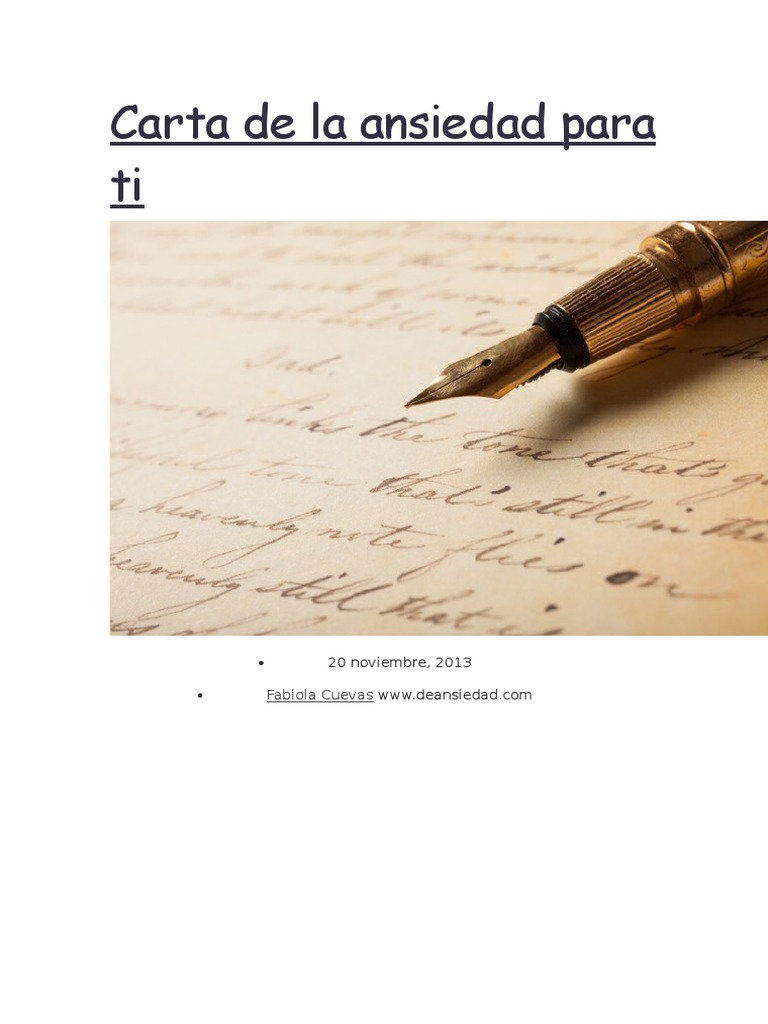 Carta A La Ansiedad PDF Verdad Realidad