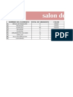 Salon de Belleza: Nombre Del Elemento Total de Unidades Color 1 2 3 4 5 6 7 8 9