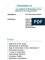 A Study On Method of Motivation of An Employee in An Organization