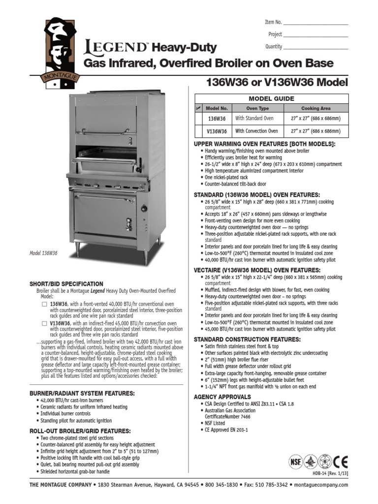 Montague 136W36 Broiler Grilling Oven