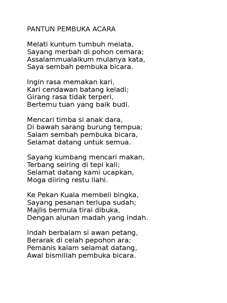 Pantun Pembuka Acara  PDF