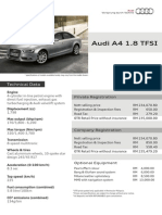 Audi A4 1.8 TFSI: Technical Data