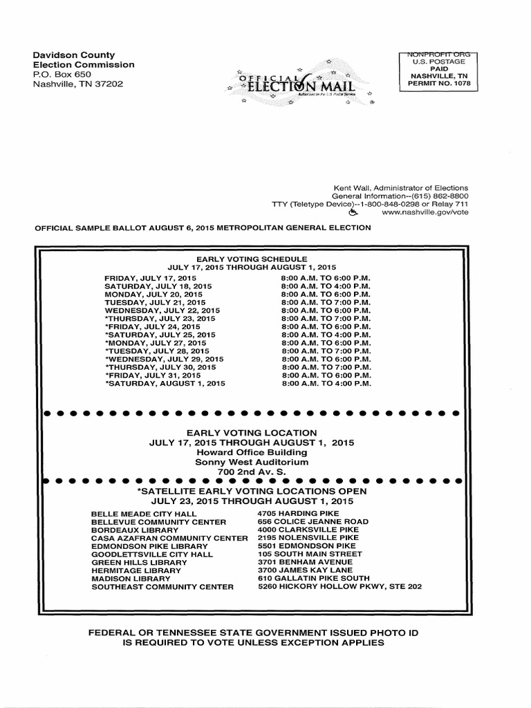 Davidson Co. Sample Ballot Nashville