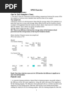 SPSS Exercise Comparing Means: One or Two Samples T-Tests