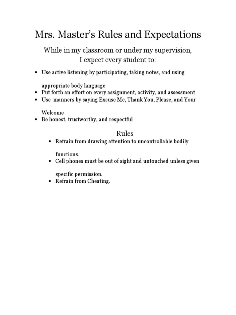 Classroom Conduct Guidelines | PDF | Career & Growth