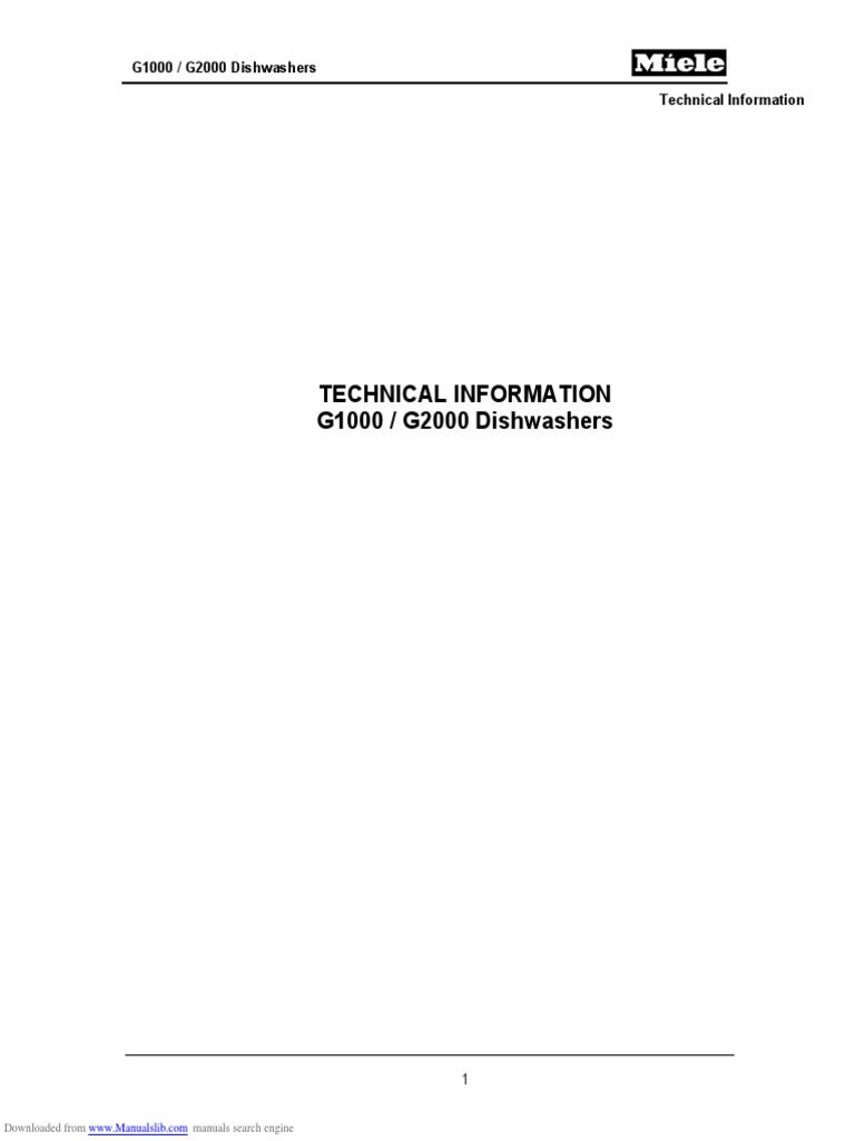 Miele Dishwasher Service Manual PDF Dishwasher Machines