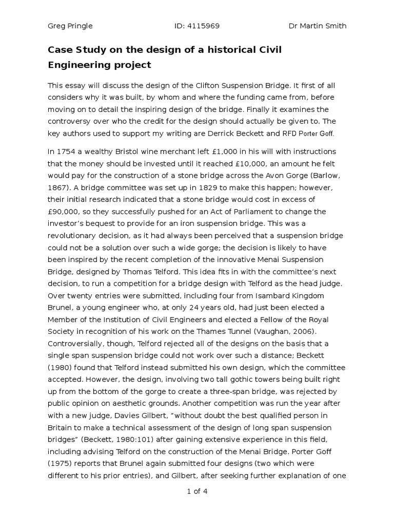 Clifton Suspension Bridge Design Analysis | PDF | Civil Engineering ...
