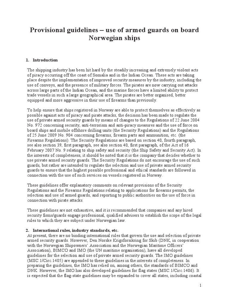 Provisional Guidelines | PDF | Piracy | Security Guard