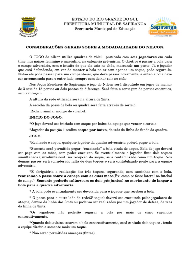 Regras Nilcon 2015 | Download grátis PDF | Voleibol | Lazer