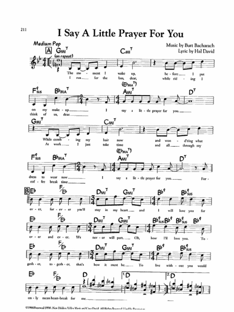 I Say A Little Prayer For You PDF