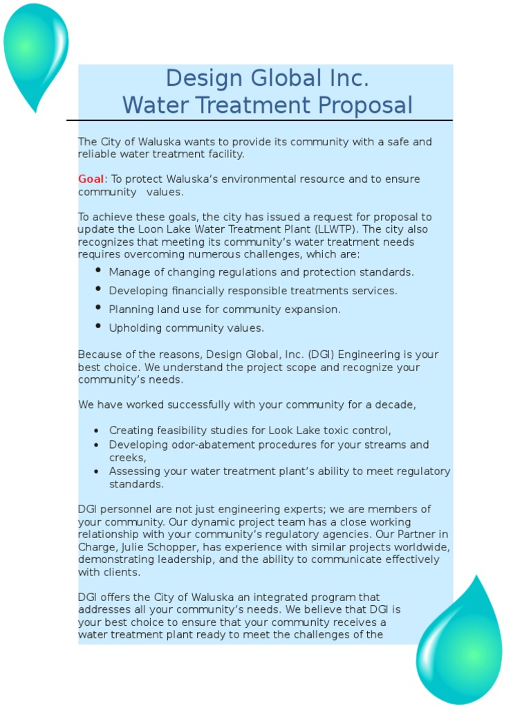 Design Global Inc. Water Treatment Proposal | PDF