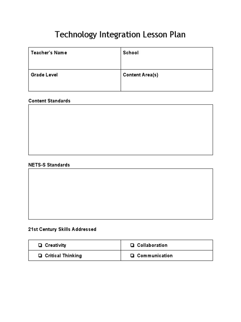 Technology Integration Lesson Plan Guide | PDF