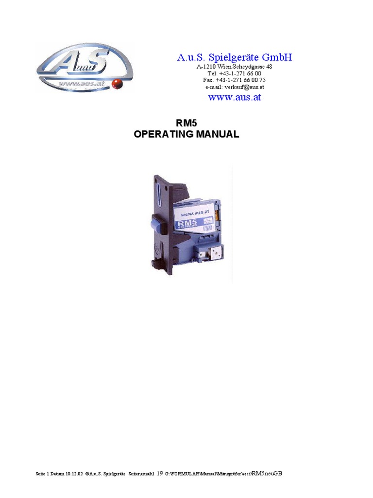 RM5 Token Dispenser Operating Manual | PDF | Computers | Technology ...