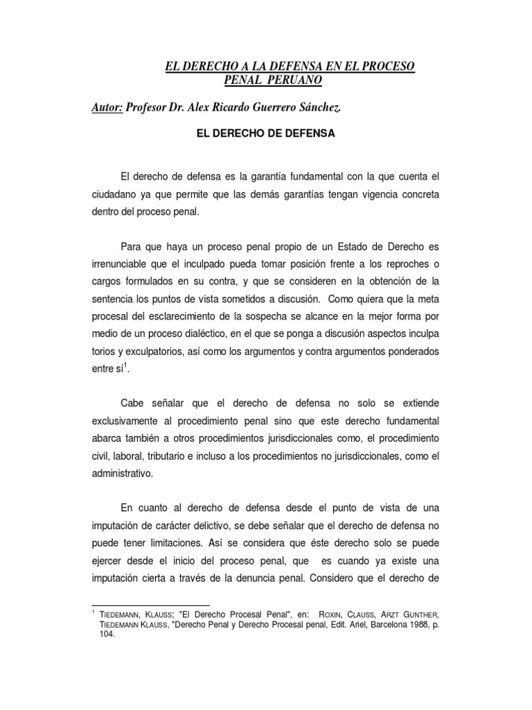 Derecho de Defensa en el Proceso Penal | PDF | Política