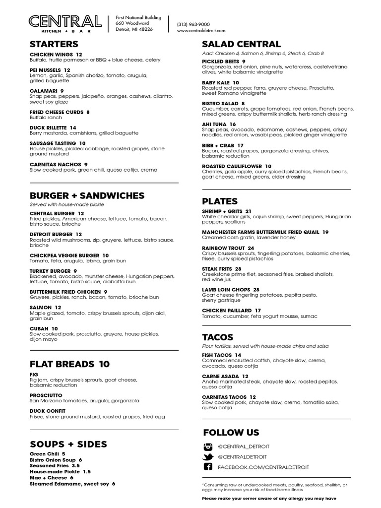 Central Menu Dinner 73015 PDF Pickling Salad