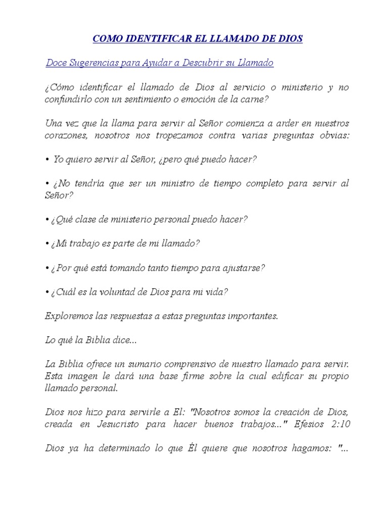 Cómo Identificar el Llamado de Dios | PDF | Fe | Dios