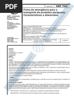 ABNT  7503 Ficha de Emergência Para o Transporte de Produtos Perigosos - Características e Dimensões