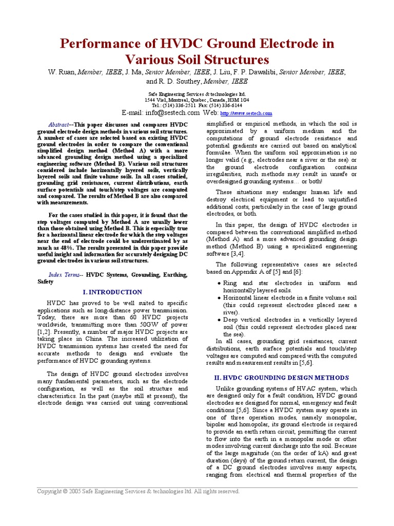 HVDC Ground Electrode Design PDF High Voltage Direct Current Electrical Resistivity And