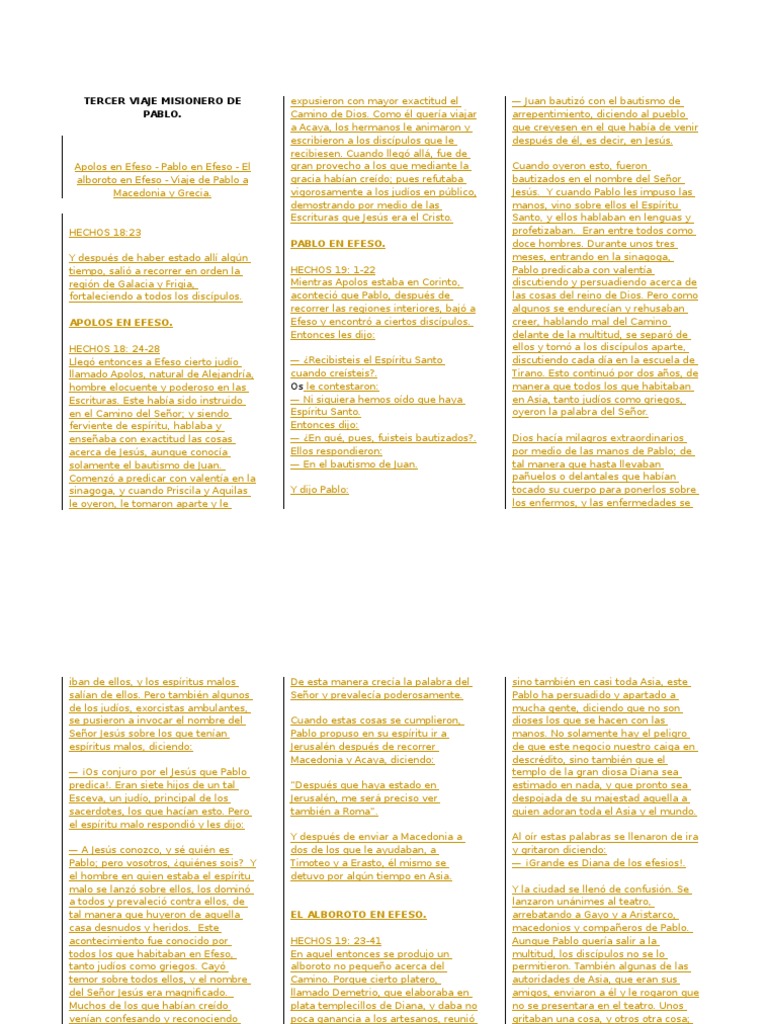 Tercer Viaje Misionero De Pablo Pdf Pablo El Apóstol Bautismo