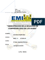 Formula de Compresibilidad Del Gas