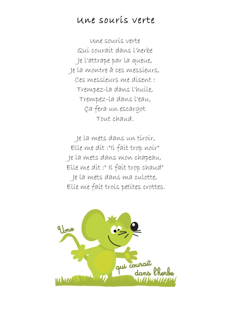 Une Souris Verte Paroles