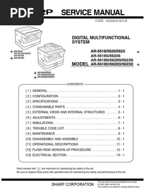 Sharp AR-5623 Service Manual | PDF | Image Scanner | Windows Vista