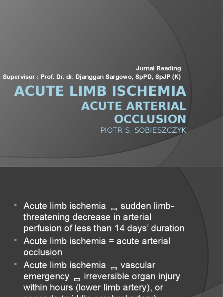 Acute Limb Ischemia Overview | PDF | Ischemia | Thrombosis