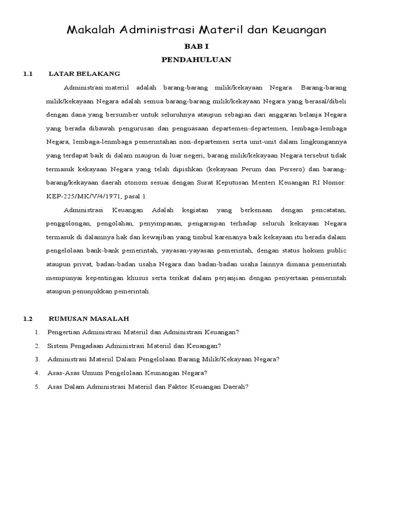 Makalah Administrasi Materil Dan Keuangan Docx