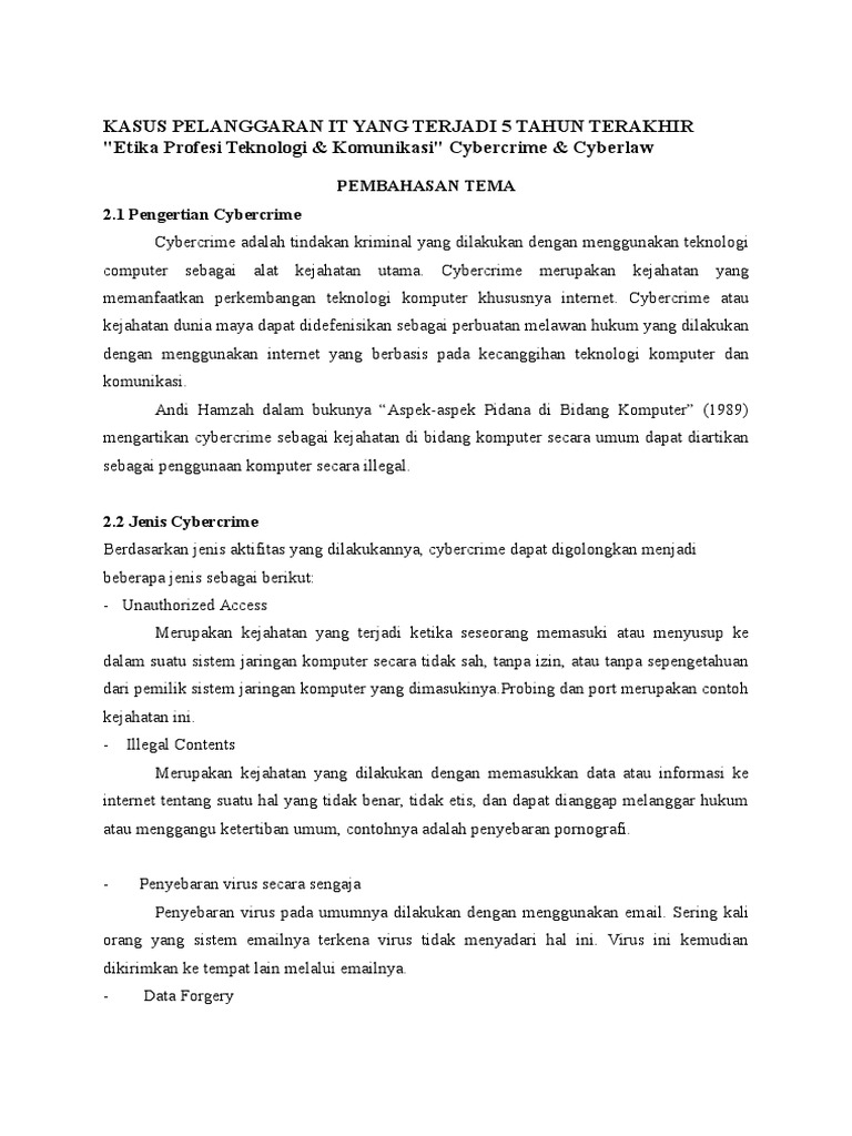 Kasus Cybercrime di Indonesia 2018-2023 | PDF
