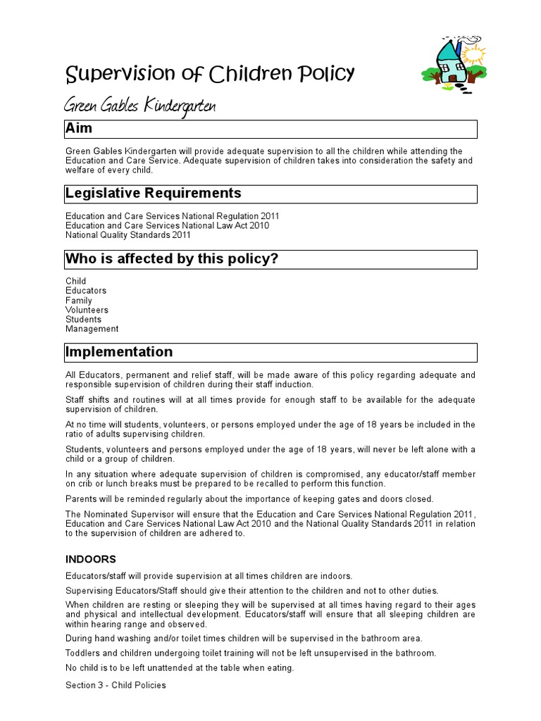 supervision of children policy final oct 2014 Playground Government