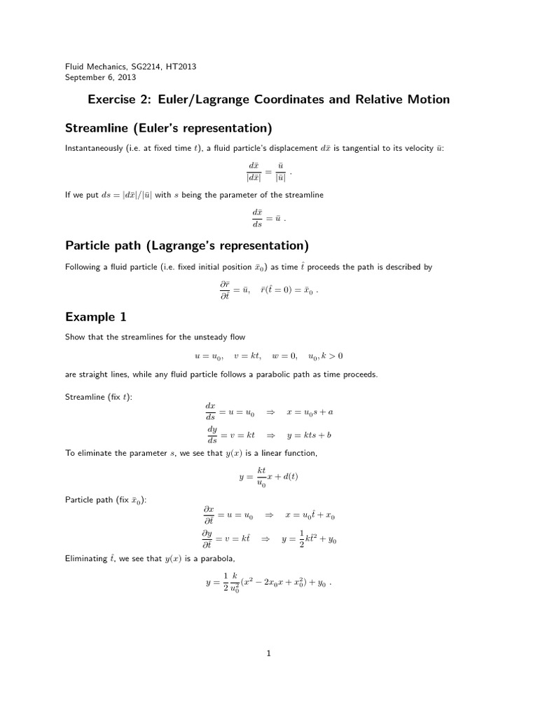 Fluid Mechanics Exercises PDF Eigenvalues And Eigenvectors