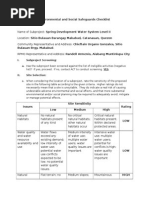 Environmental and Social Safeguards Checklist - Workshop