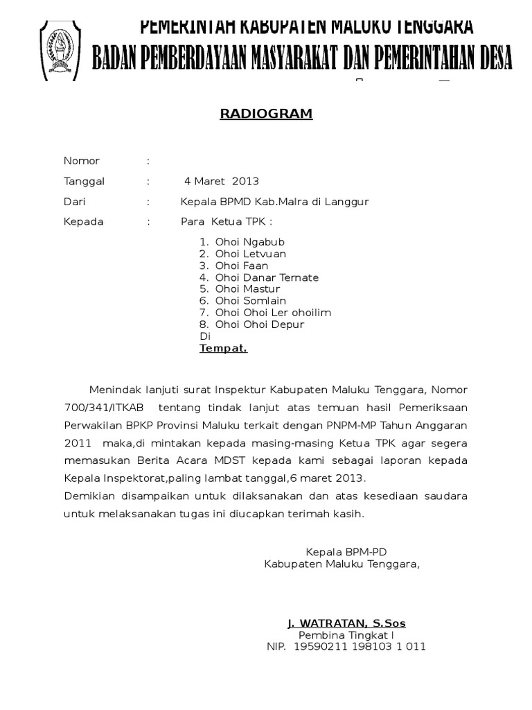 Contoh Format Radiogram