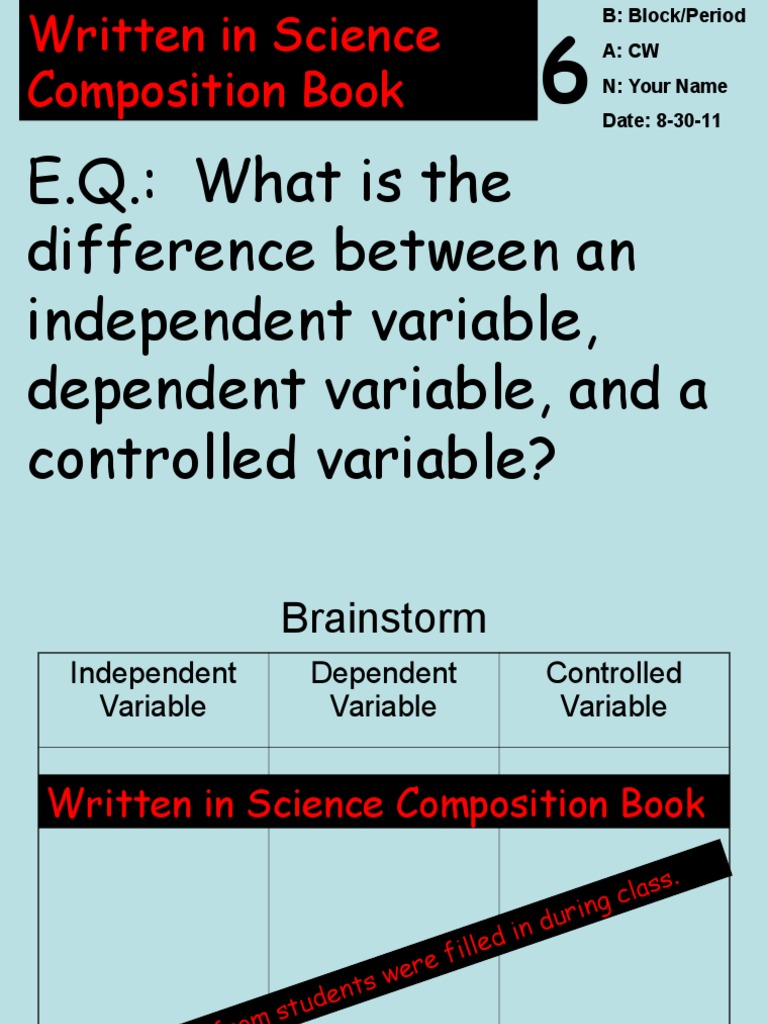 06 (8!30!11) Independent, Dependent, and Controlled Variables
