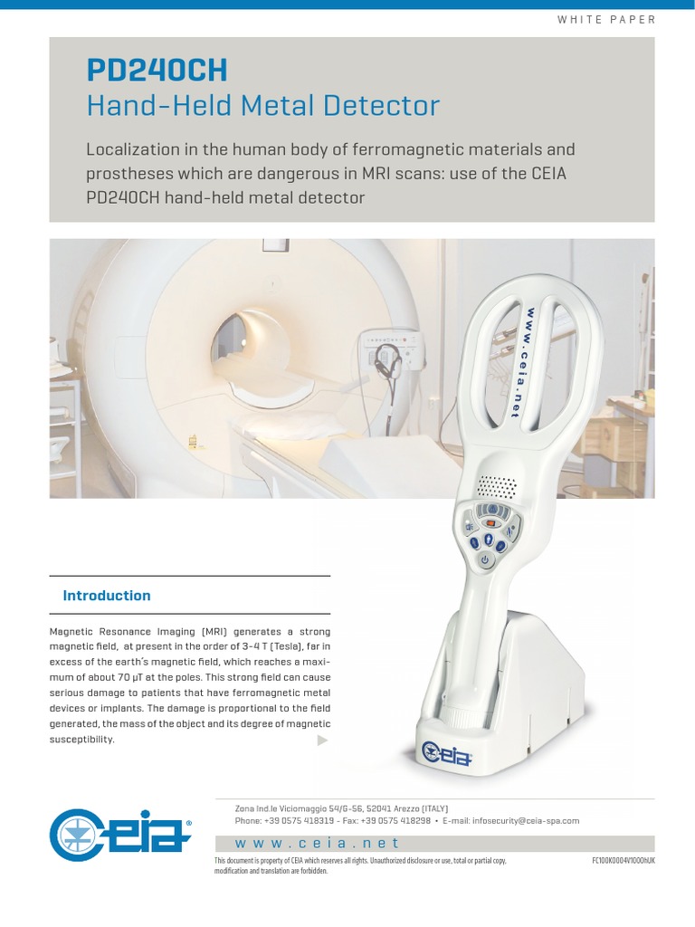 MRI Safety: PD240CH Metal Detector | PDF | Magnetic Resonance Imaging ...