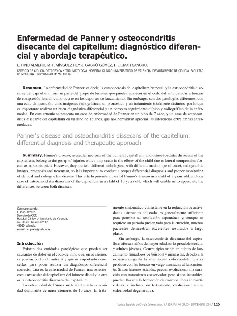 Diagnóstico de Enfermedad de Panner | PDF | Sistema musculoesquelético ...