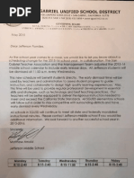 Letter sent by SGUSD