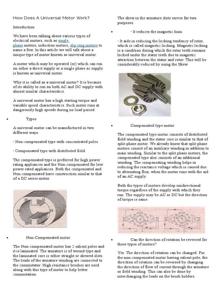 Understanding Universal Motors: Function & Types | PDF | Electric Power ...