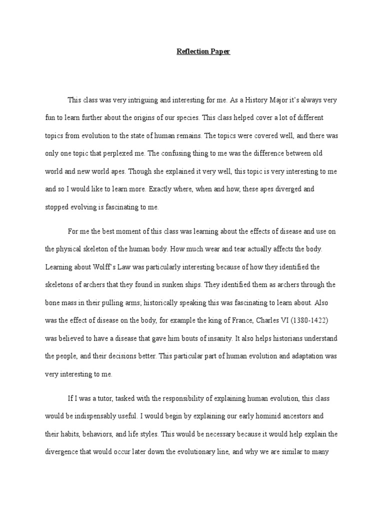 Reflection Paper  PDF  Homo  Human Evolution