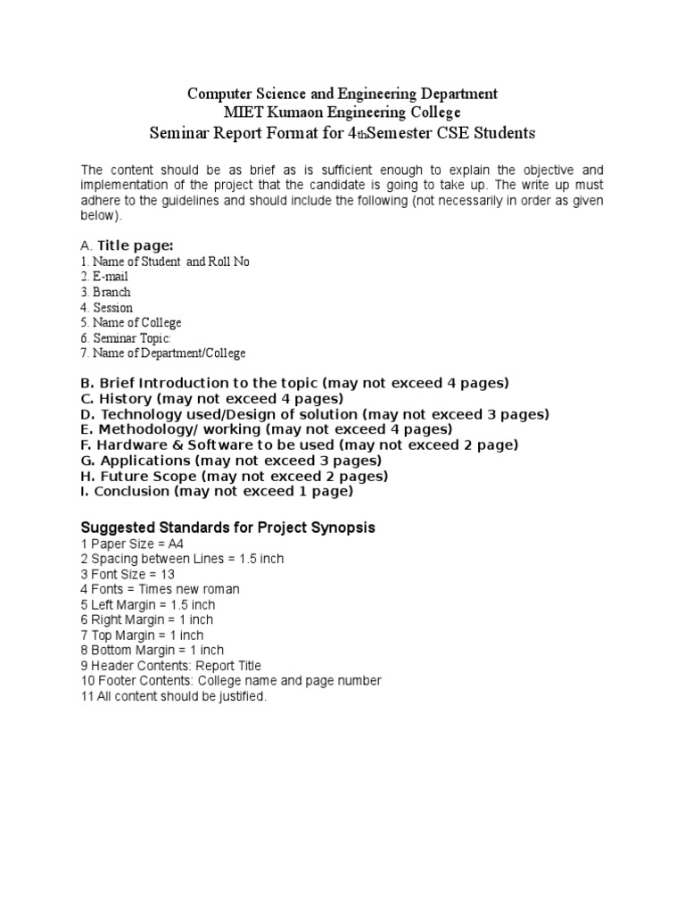 Seminar Report Format for CSE Students | PDF | Computing | Digital ...