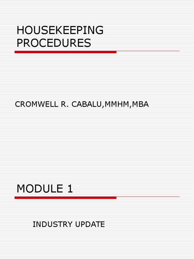 HOUSEKEEPING PROCEDURES.ppt Nonverbal Communication Hotel Prueba