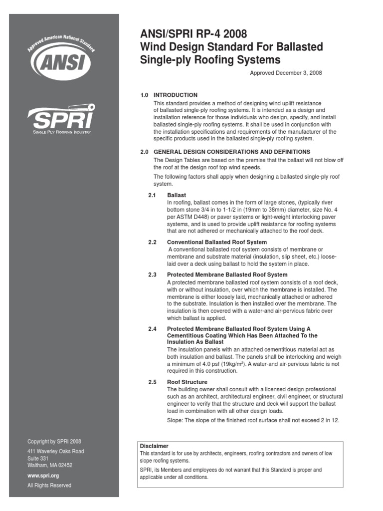 Ansi-Spri RP-4-2008 | PDF | Wind Speed | Roof