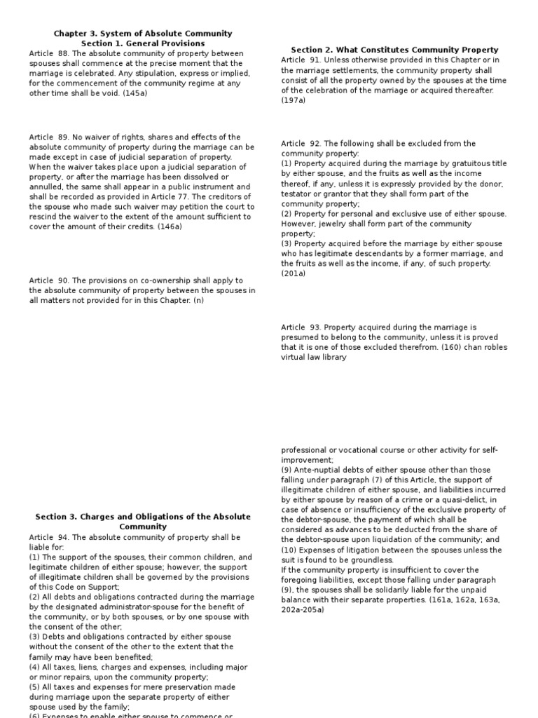 Chapter 3. System of Absolute Community Section 1. General Provisions