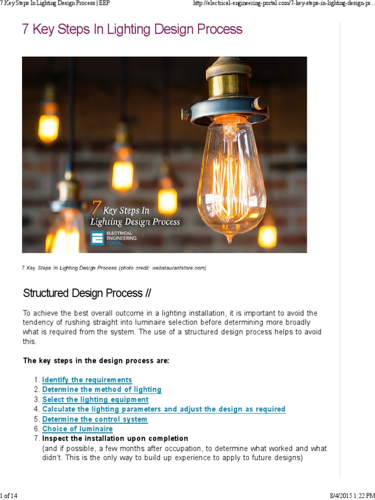 Sikker Fremskridt fattige 7 Key Steps in Lighting Design Process - EEP | PDF | Lighting | Rendering  (Computer Graphics)
