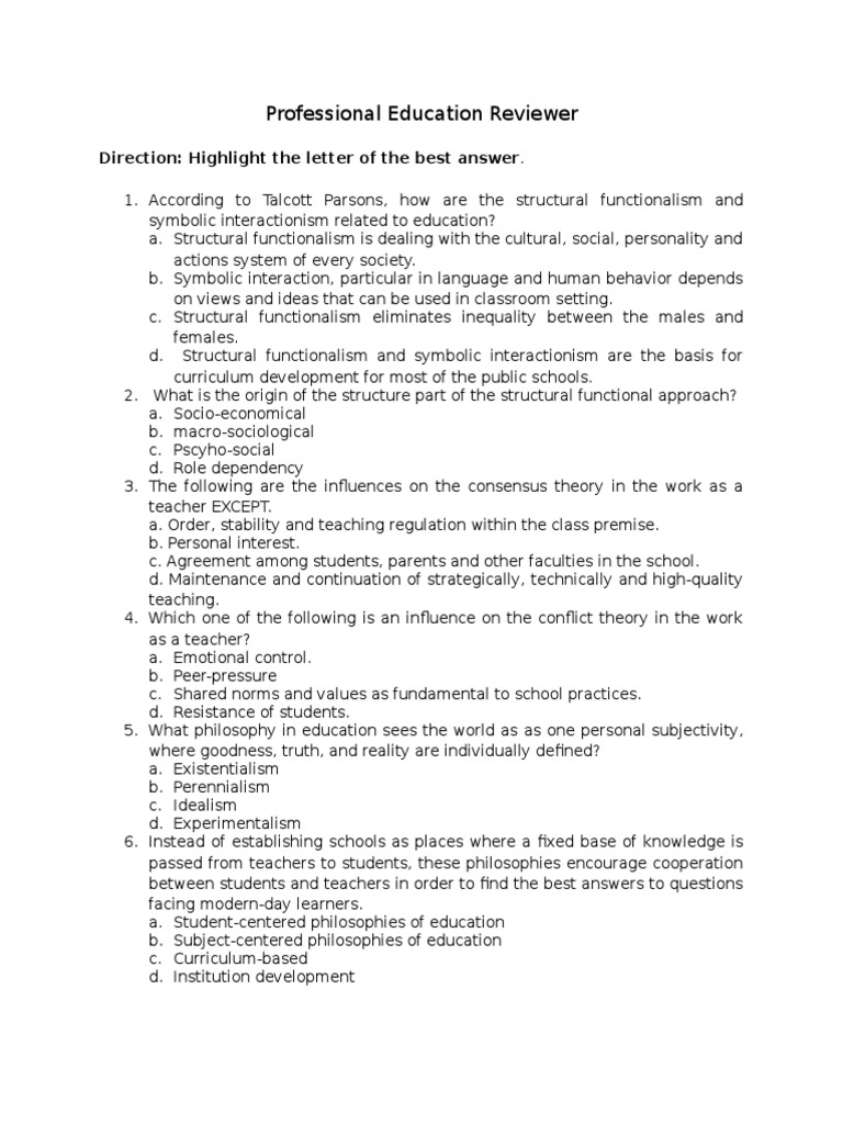 Professional Education Reviewer Guide | PDF | Id | Philosophy Of Education